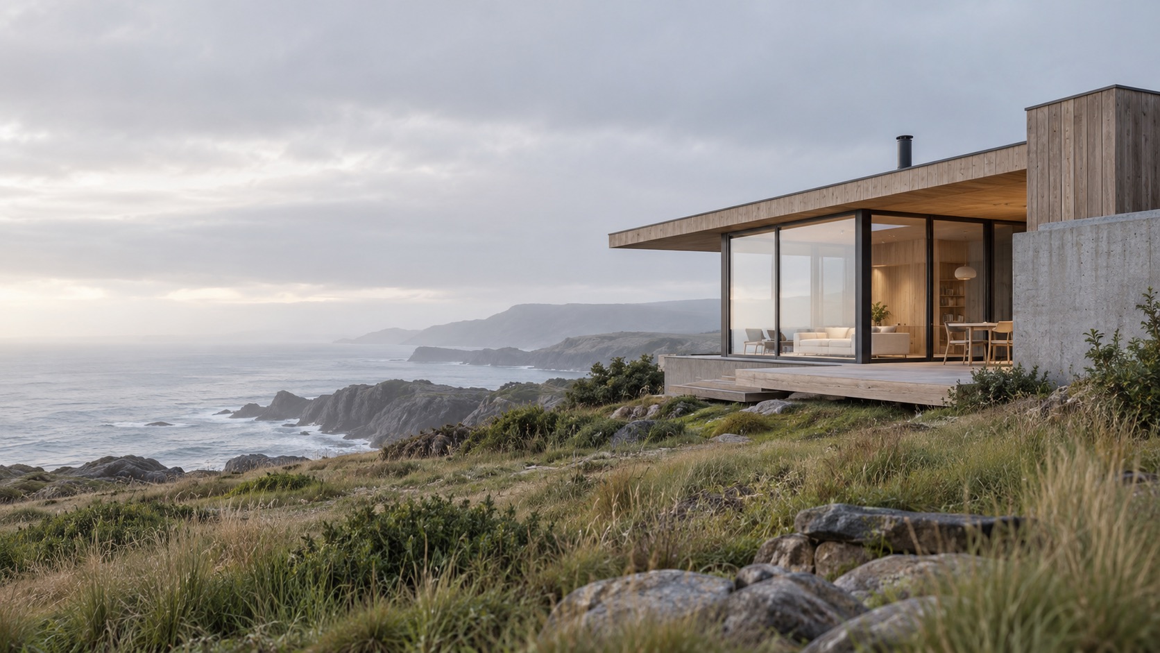 Contemporary house in a coastal landscape
